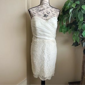 Noir by Lazaro Strapless Lace Dress White Sz 14